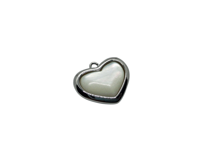 Подвеска сердце с натуральным перламутром цвет серебро размер 12*15мм Серебро