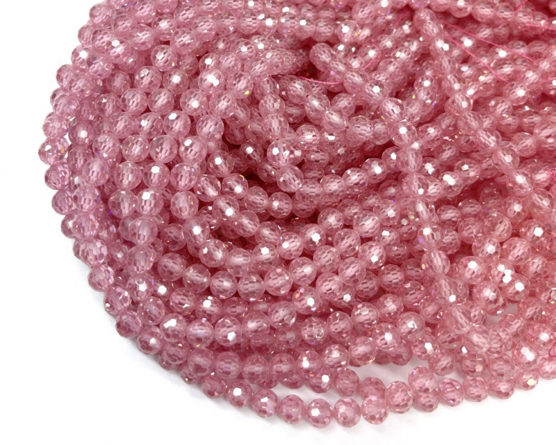 Бусины Циркон натуральный рондель ювелирной огранки размер 6мм цвет розовый